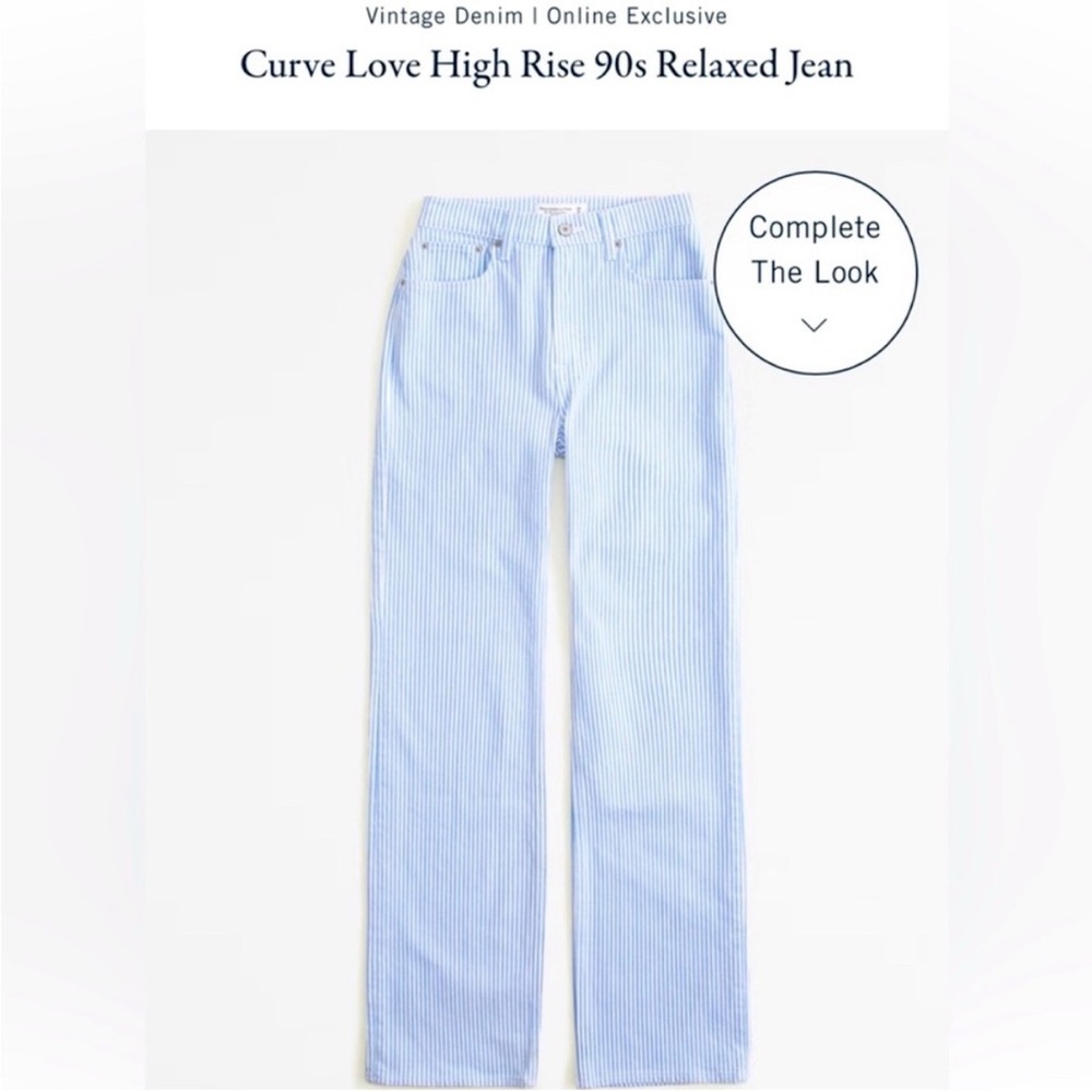 Abercrombie & Fitch Blue and White Striped Jeans